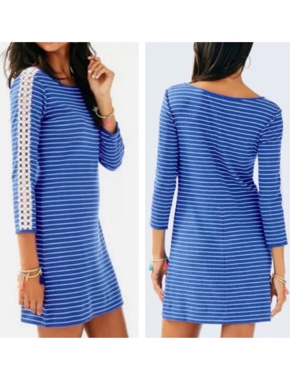 Lilly Pulitzer Marlowe Dress in Beckon Blue Breeze Stripe Size Small.